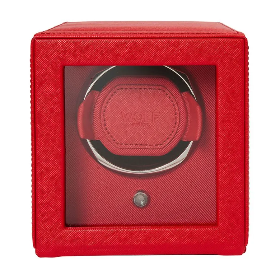 Wolf Cub Single Watch Winder with Cover in Tuttie Frutti Red