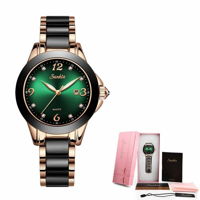 Women Luxury Ceramic And Alloy Bracelet Analog  Wrist watch
