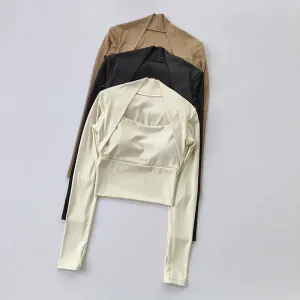 Women's Long Sleeve Fitness Sports Top with Chest Cushion