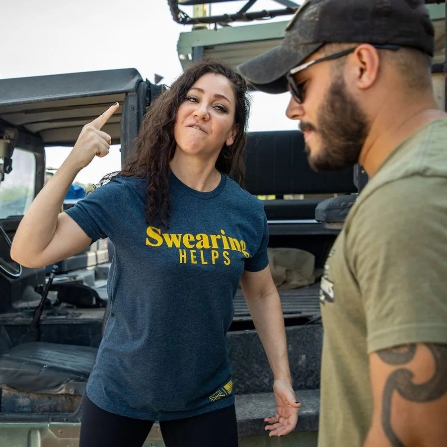 Women's Swearing Helps Boyfriend Fit T-Shirt - Midnight Navy