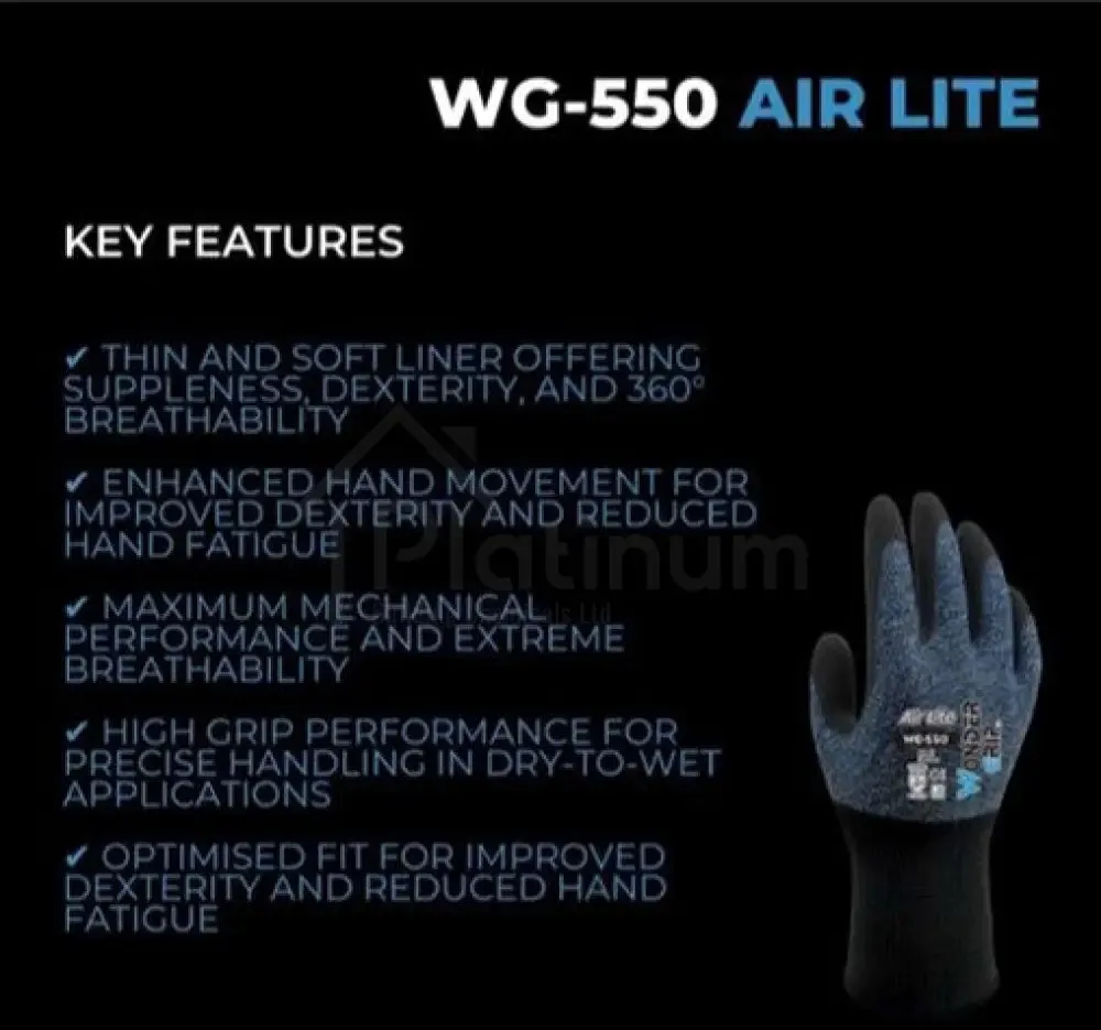 Wonder Grip WG-550 AIR LITE - General Purpose Gloves (Nitrile Palm)