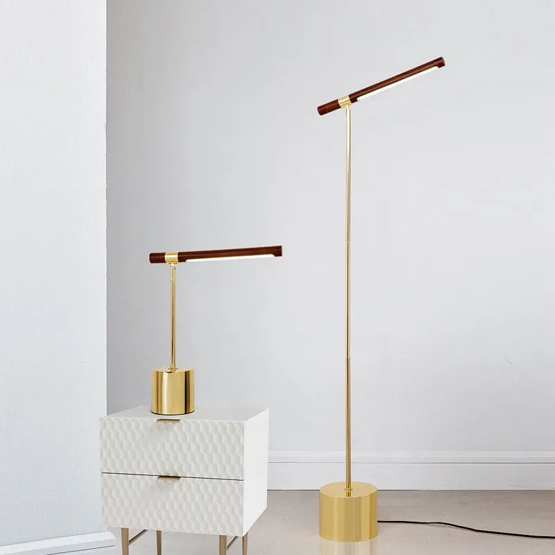 Wood LED Floor Lamp Walnut Finish for Living Room,Bedroom