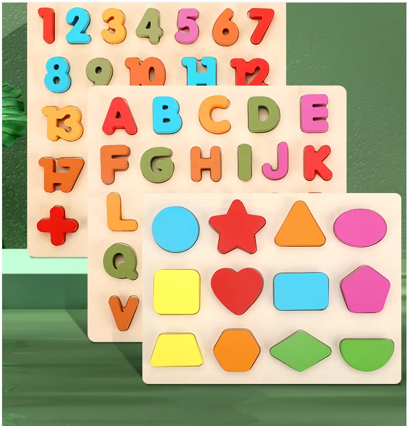Wooden Colorful Digital Letters Cognitive Learning Toys