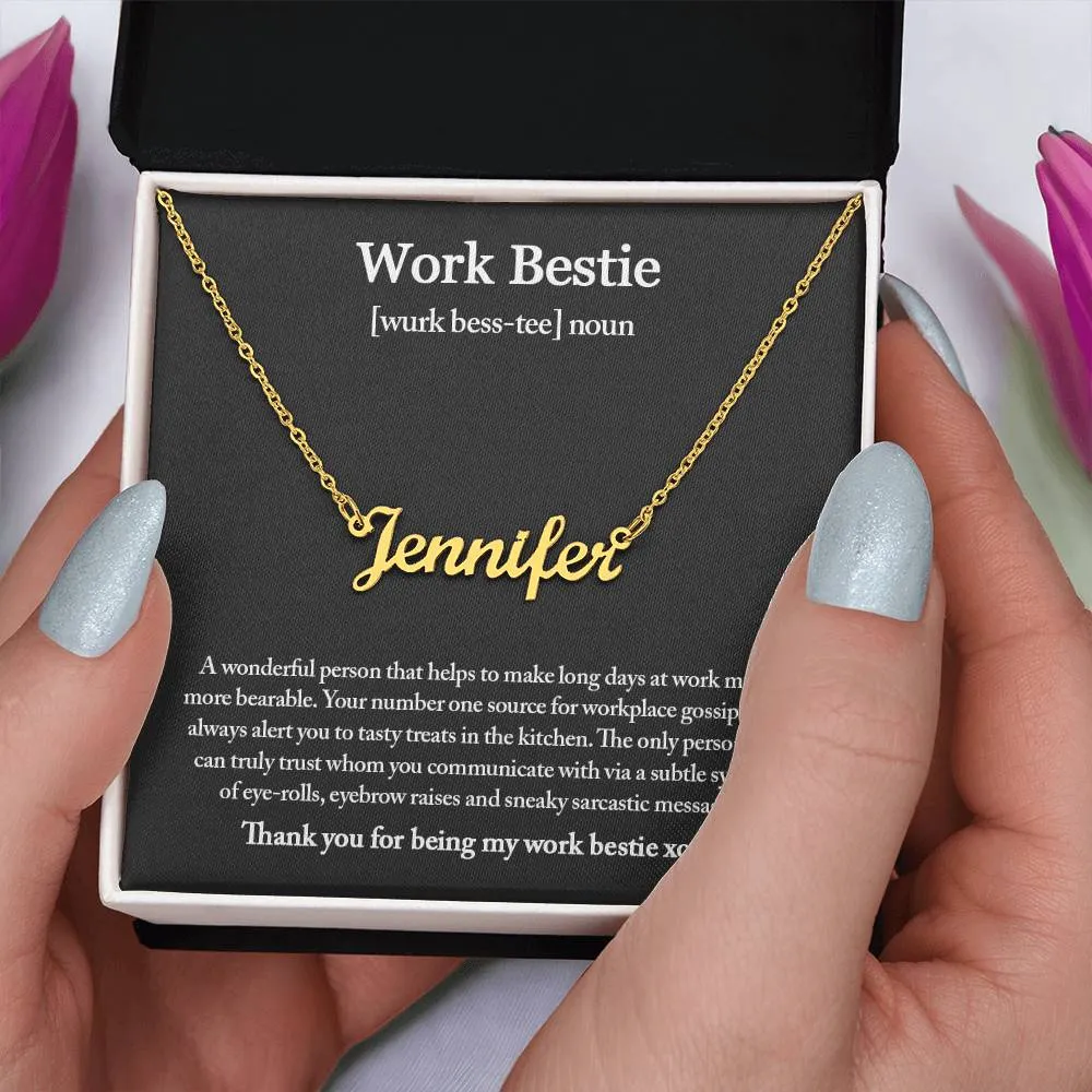 Work Bestie Necklace, Personalized Gift for CoWorker, CoWorker Gift, Work Bestie Birthday Gift, Work Friend Gift, Christmas Gifts