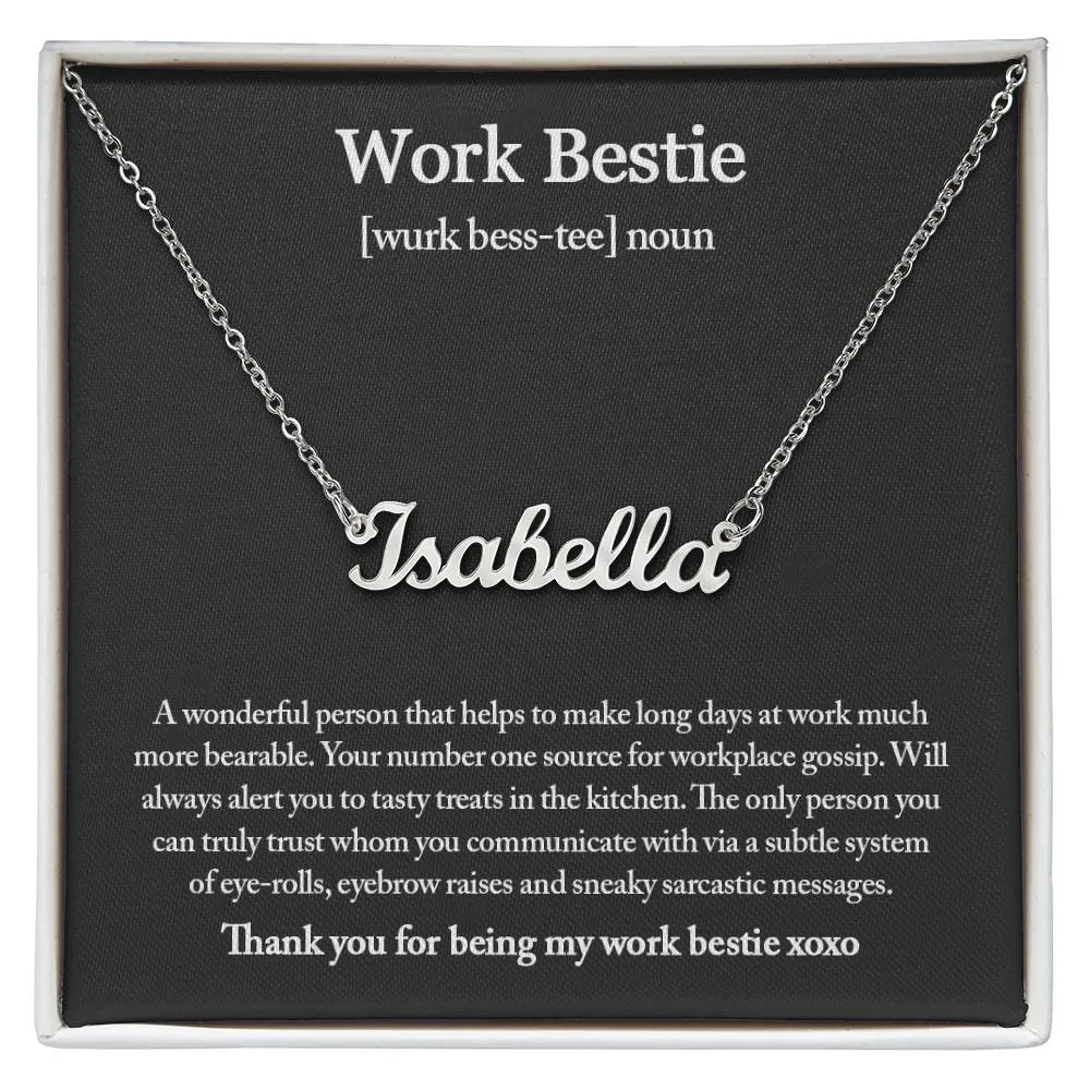 Work Bestie Necklace, Personalized Gift for CoWorker, CoWorker Gift, Work Bestie Birthday Gift, Work Friend Gift, Christmas Gifts