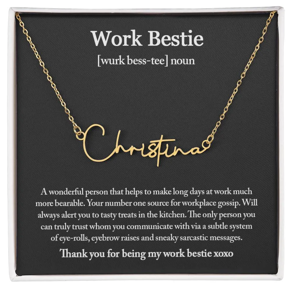 Work Bestie Necklace, Personalized Gift for CoWorker, CoWorker Gift, Work Bestie Birthday Gift, Work Friend Gift, Christmas Gifts