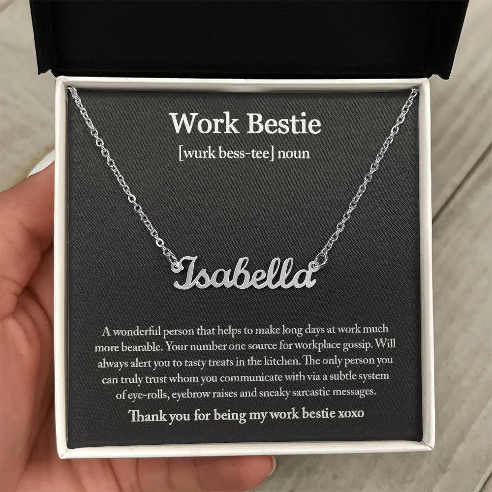 Work Bestie Necklace, Personalized Gift for CoWorker, CoWorker Gift, Work Bestie Birthday Gift, Work Friend Gift, Christmas Gifts
