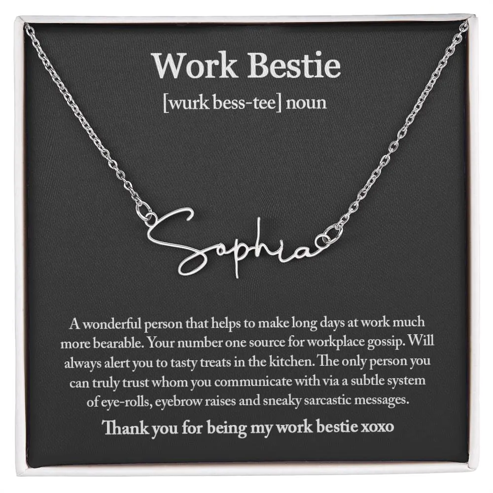 Work Bestie Necklace, Personalized Gift for CoWorker, CoWorker Gift, Work Bestie Birthday Gift, Work Friend Gift, Christmas Gifts