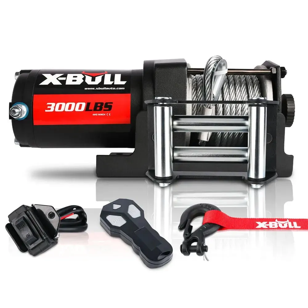 X-BULL Electric Winch 3000 LBS 12V Steel Cable ATV UTV Truck 4WD