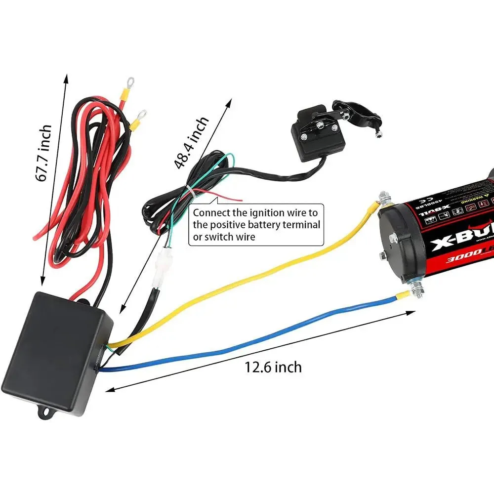 X-BULL Electric Winch 3000 LBS 12V Synthetic Rope ATV UTV Boat Truck 4WD