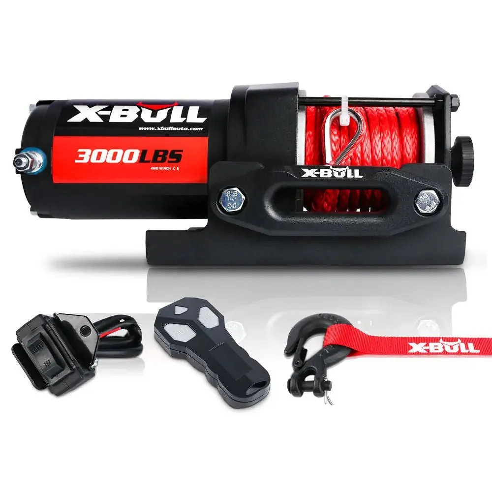 X-BULL Electric Winch 3000 LBS 12V Synthetic Rope ATV UTV Boat Truck 4WD