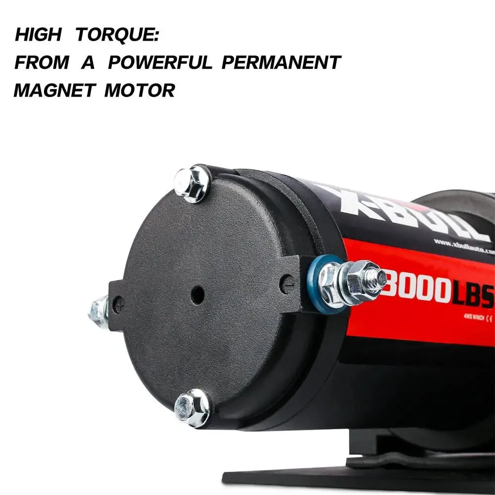 X-BULL Electric Winch 3000 LBS 12V Synthetic Rope ATV UTV Boat Truck 4WD