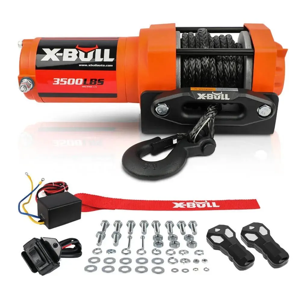 X-BULL Electric Winch 3500 LBS 12V Synthetic Rope ATV UTV Truck 4WD