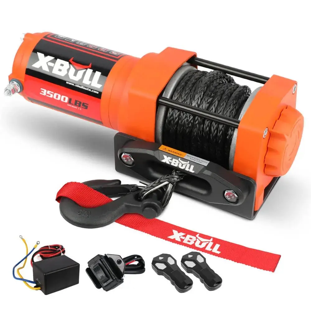X-BULL Electric Winch 3500 LBS 12V Synthetic Rope ATV UTV Truck 4WD