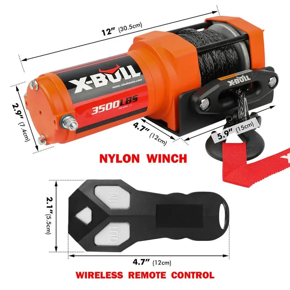 X-BULL Electric Winch 3500 LBS 12V Synthetic Rope ATV UTV Truck 4WD