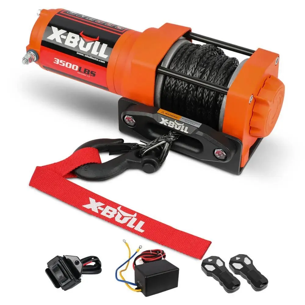 X-BULL Electric Winch 3500 LBS 12V Synthetic Rope ATV UTV Truck 4WD