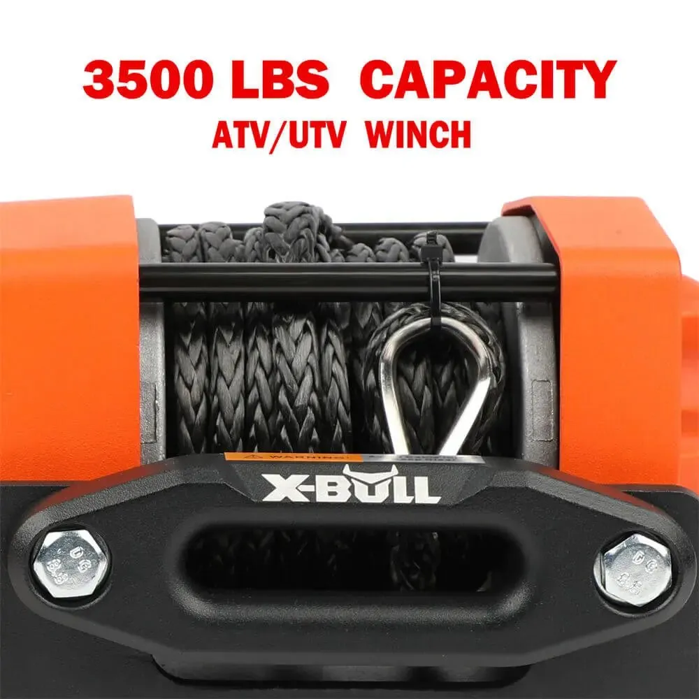 X-BULL Electric Winch 3500 LBS 12V Synthetic Rope ATV UTV Truck 4WD