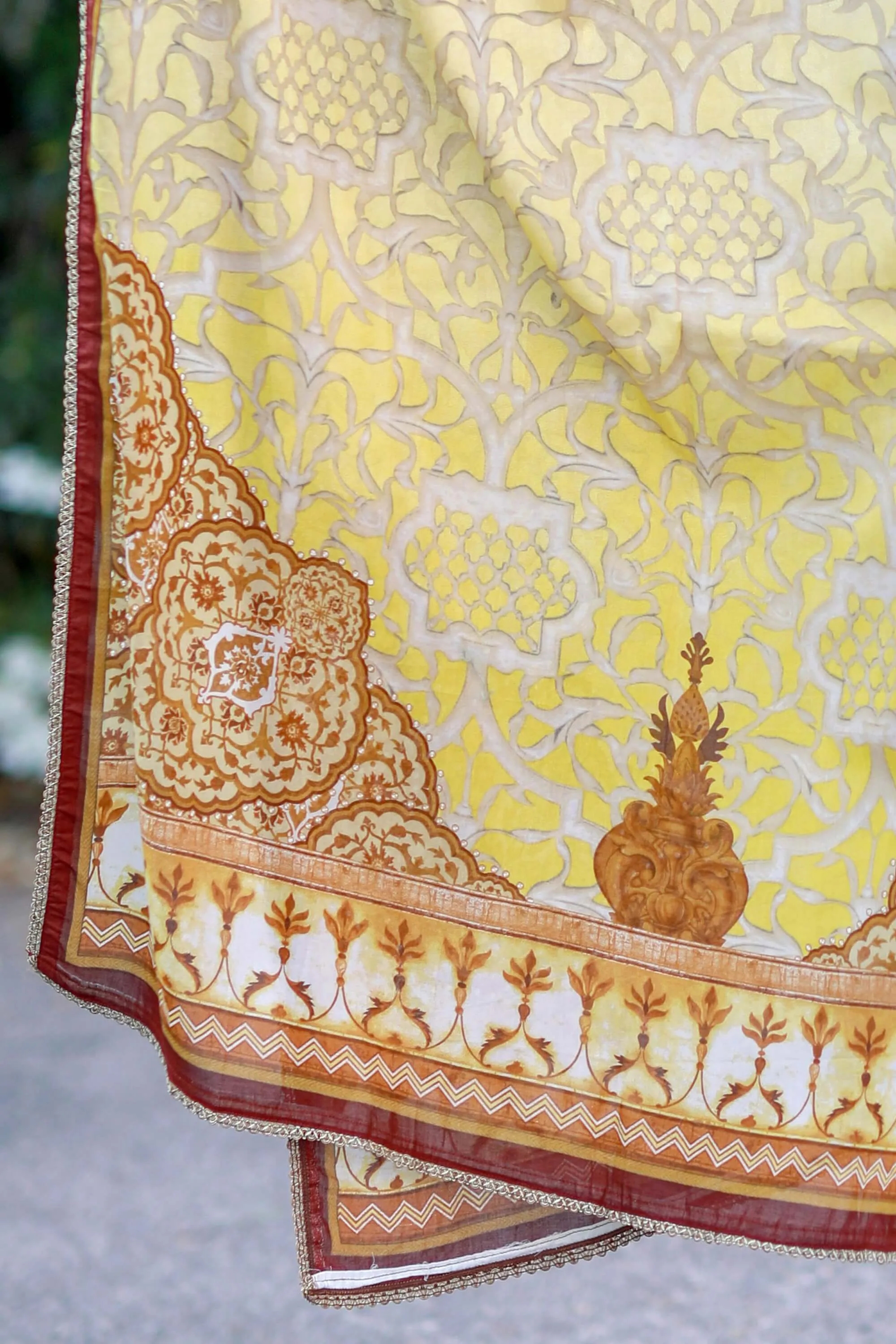 Yellow and Brown Cotton Suit Salwar Kameez J.J Valiya