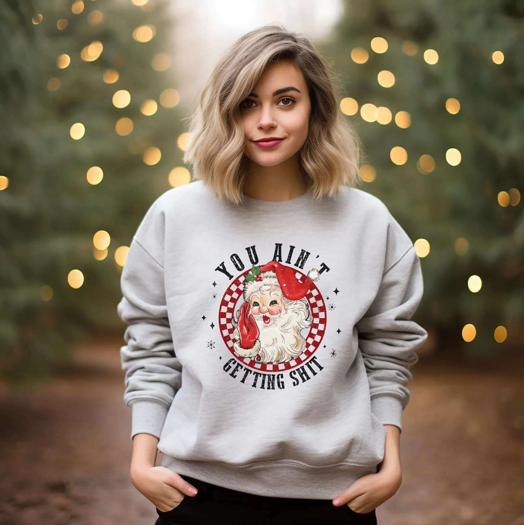 You Ain't Getting Shit (Vintage Santa) Unisex Crewneck Sweatshirt