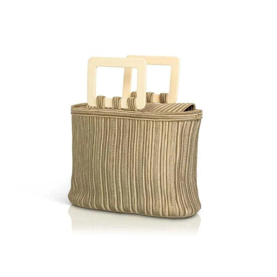 YVES SAINT LAURENT Champagne Ivory Top Handle Passementerie 1990s Bag