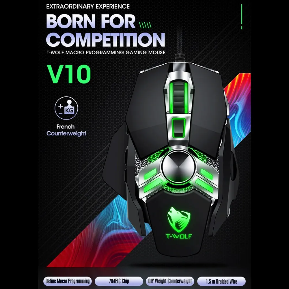 YZ Premiums | Ergonomic Wired Gaming Mouse G Tech | Adjustable Backlight