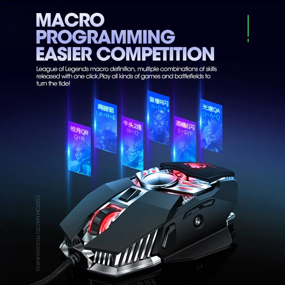 YZ Premiums | Ergonomic Wired Gaming Mouse G Tech | Adjustable Backlight