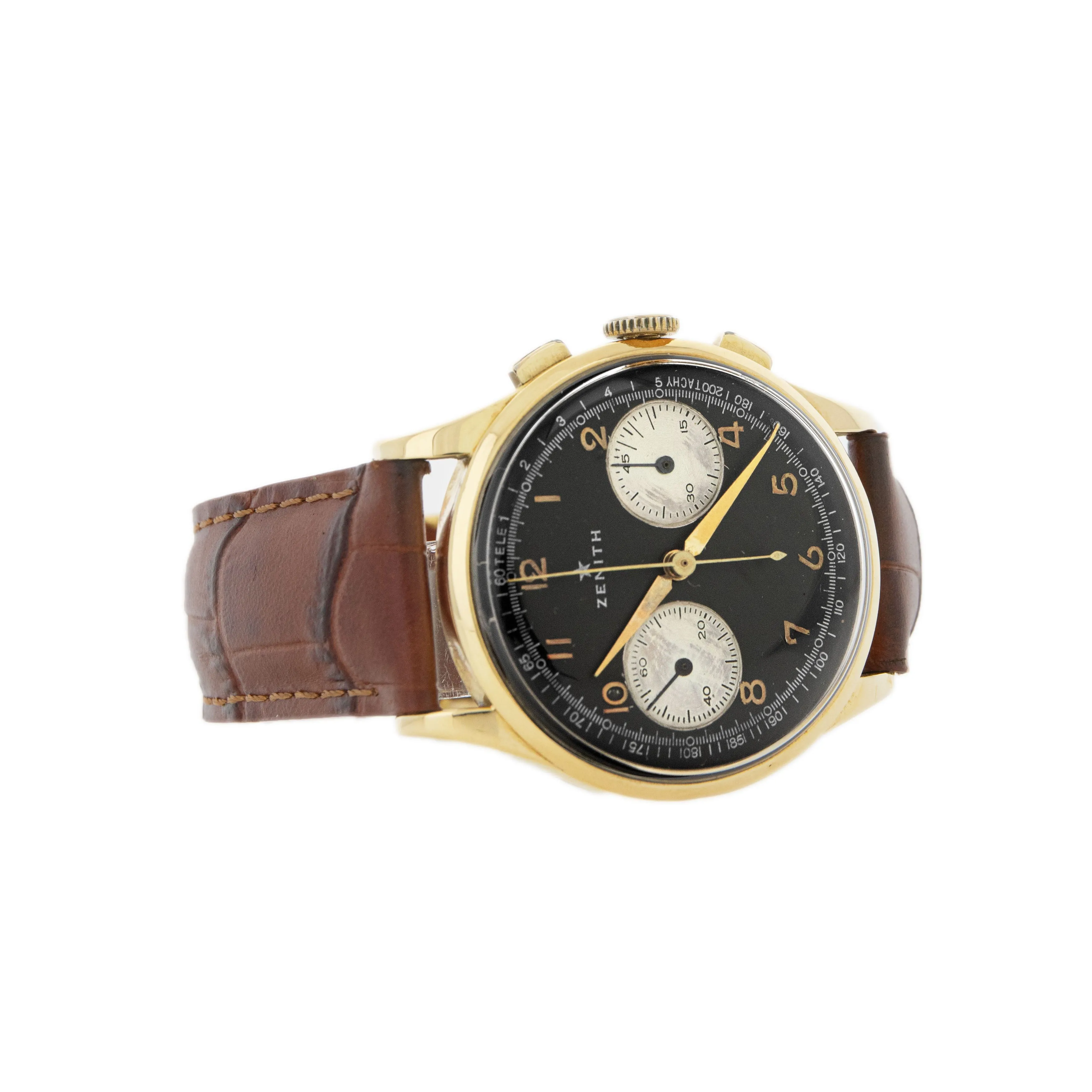 Zenith Vintage Chronograph Yellow Gold Black Dial Manual Wind 37.5mm 16518