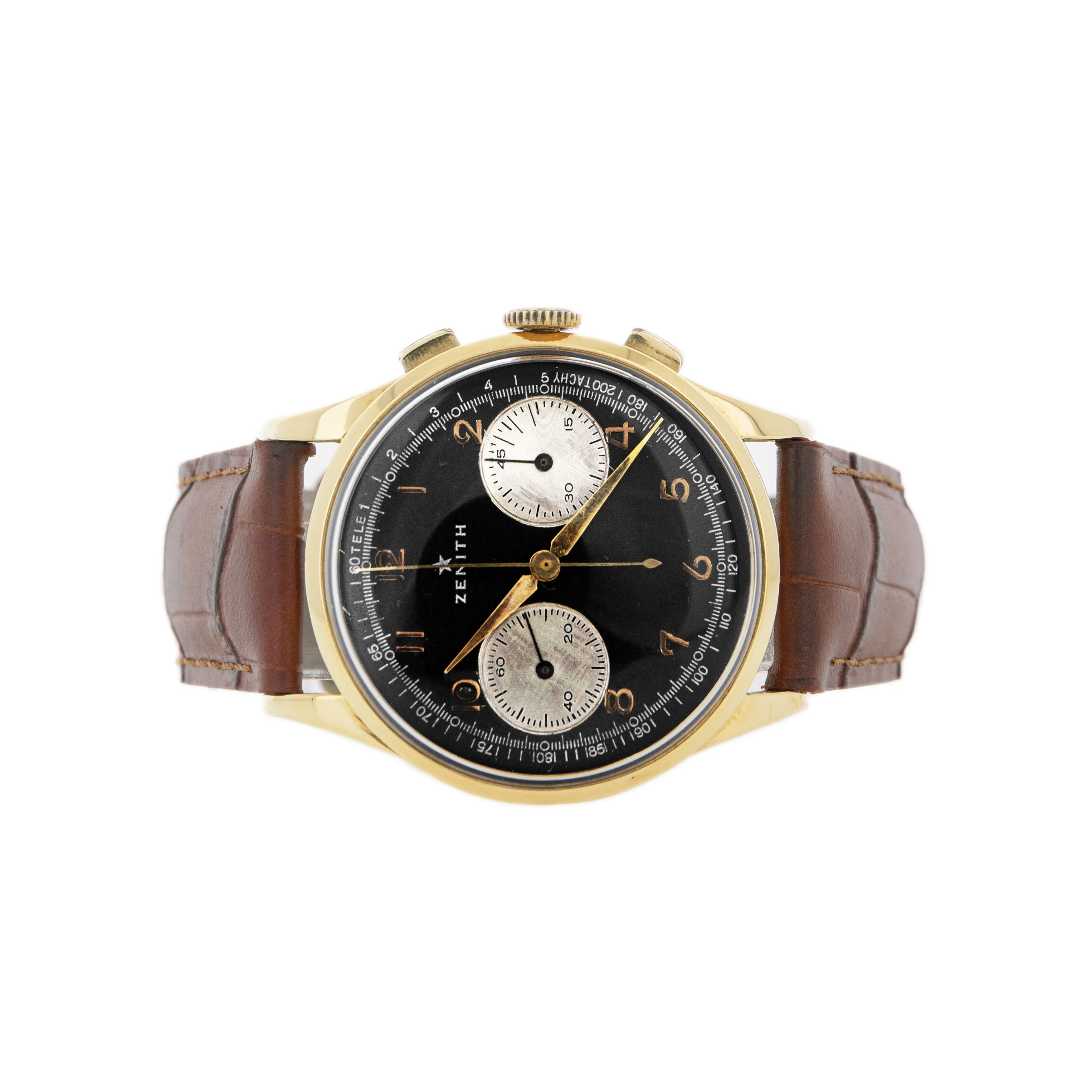 Zenith Vintage Chronograph Yellow Gold Black Dial Manual Wind 37.5mm 16518