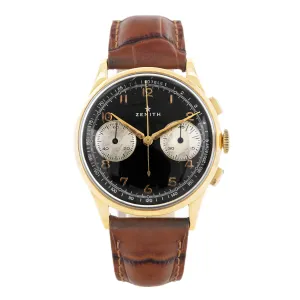 Zenith Vintage Chronograph Yellow Gold Black Dial Manual Wind 37.5mm 16518
