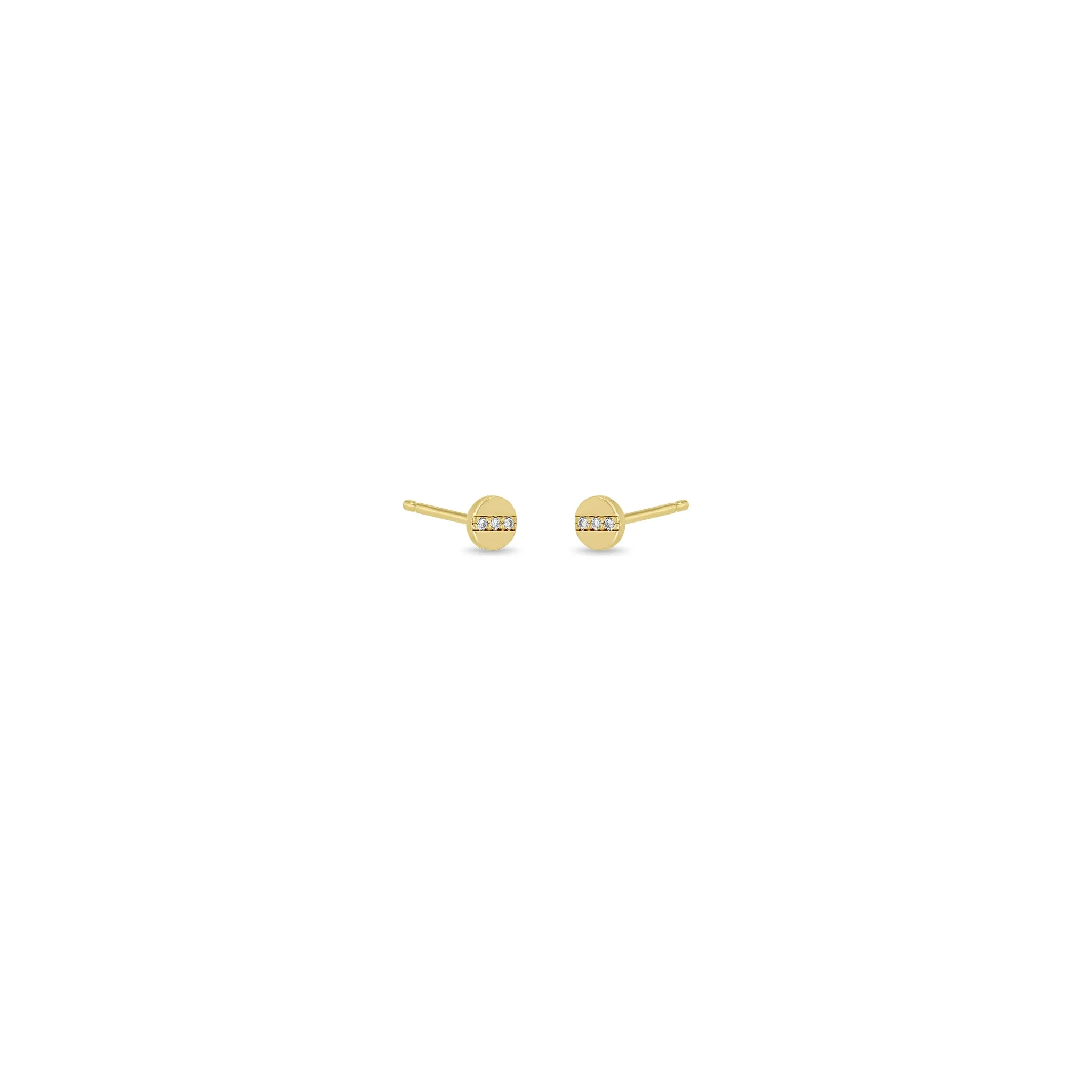 Zoë Chicco 14k Yellow Gold Itty Bitty Disc Studs with Pavé Diamonds