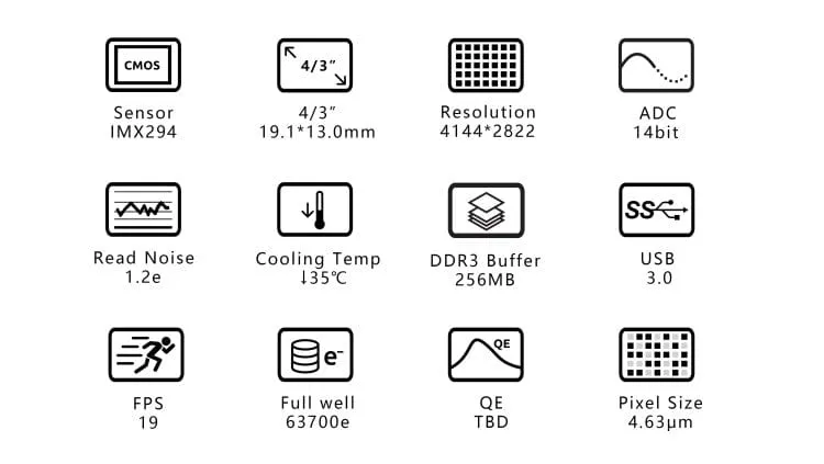ZWO ASI294MC Pro 11.7MP USB 3.0 Cooled Color Astronomy Camera - ASI294MC-P
